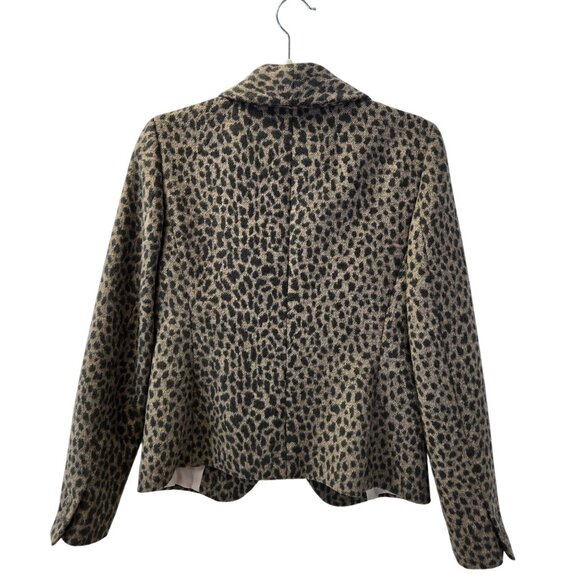 Loft Wool Blend Leopard Print One Button Blazer Jacket Size 2 - Picture 2 of 6